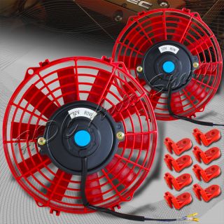  Red Push Pull Thin 12V Electric Radiator Cool Fan Mounting Clip