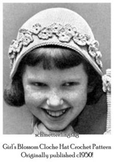 cloche hat crochet pattern diy girls 1950s swing retro vintage