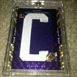 JOE FLACCO 2008 TOPPS LETTERMAN GAME WORN LETTER C PATCH 1/1 (non