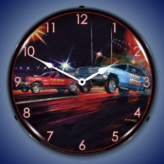  Off GTO Nova Car Race Bruce Kaiser Art Backlit Lighted Wall Clock NEW