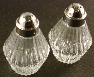 Vintage Anchor Hocking Salt Pepper Shakers Clear Glass Chrome