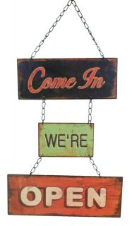 Three Piece Open Closed Reversible Metal Sign Business Storefront