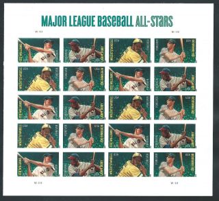 4697A Baseball All Stars 4 Player IMPERFORATE Pane of 20