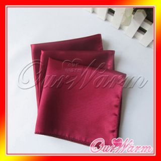 12 Burgundy 12 Square Satin Cloth Napkin or Handkerchief Multi