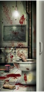 Creepy Krapper Bloody Bathroom Door Cover Halloween Prop Party