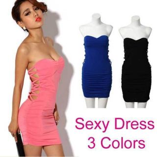  Design at Waist Strapless Stretchy Clubbing Party Mini Dress