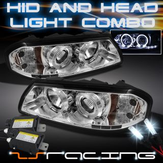 00 05 Chevy Impala Dual Halo Projector LED Chrome Headlights Slim