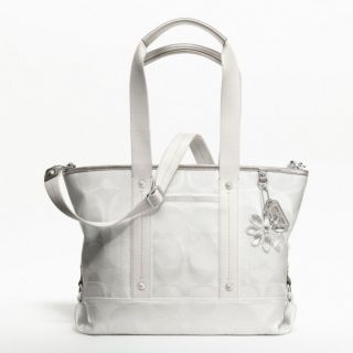 Coach Kyra Nylon Signature Tote Bag Large Handbag White Crossbody New