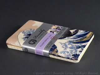 Piccadilly 2 Pack Pocket Memos Ruled Hokusai Hiroshige Art Notebook 3