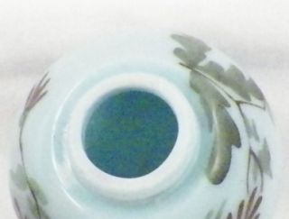Antique Chrysanthemum Flower Salt Shaker Blue Milk Glass Painted A