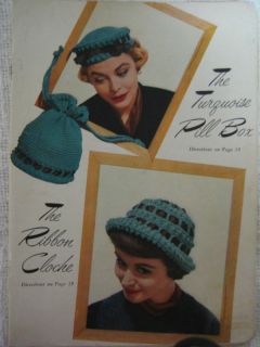 Vtg Crochet Knit Pill Box Hat Cloche Pattern Booklet