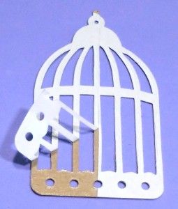 Sizzix Tim Holtz Caged Bird Die Cuts Raw White Self Adhesive Chipboard