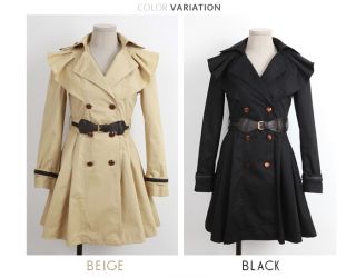 Double Breast Ruffled Trench Belted Coats and Jackets for Women.