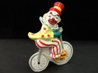 Yona Original Clown Riding Bicycle Porcelain 5 5 inches x 4 Inches