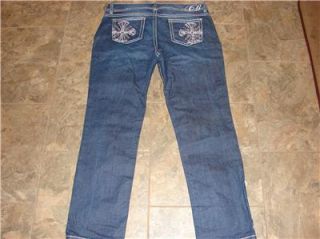 Womens Code Bleu Jeans Size 16 x 32 w Bling Marielle Slim Straight