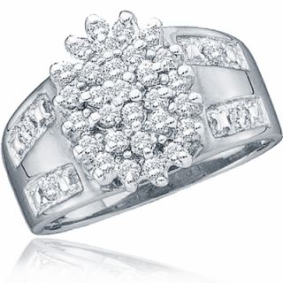 Diamond Cluster Fashion Engagement Ring Cocktail Ladies 10K White Gold