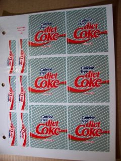 Caffeine Free Diet Coke Soda Machine Fountain Labels 6 Large 6 Small