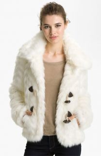 GUESS Grooved Faux Fur Toggle Jacket
