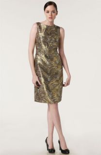 Tory Burch Elisbeth Metallic Silk Jacquard Sheath Dress