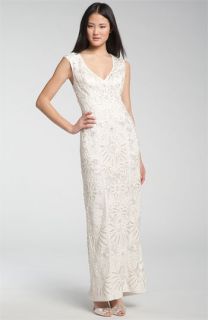 Sue Wong Cap Sleeve Fitted Beaded Gown