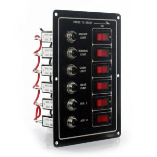 Pre Wired 6 Switch Circuit Breaker Panel Marine Control