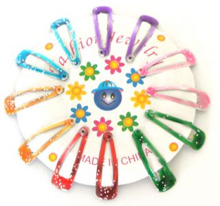 Girls Hair Clips Clip Tie Pin 12 Packet 6 Colours Pink Blue Glitter