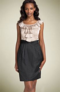 Max & Cleo Ruffled Faux Two Piece Dress with Metallic Skirt