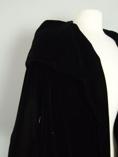 Vtg 50s Black Hooded Velvet Cloak Opera Coat Jacket Swing Clutch M