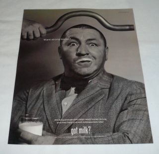 1999 got Milk Ad Page Curly Howard Three Stooges 9 5x12