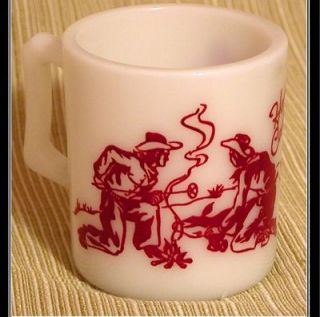 Mint Hopalong Cassidy Red & Milk Glass Drinking Mug Childs Cup