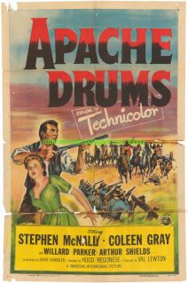  Drums Movie Poster VF lb 1951 Val Lewton Western Coleen Gray