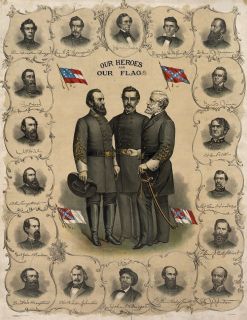 Civil War Confederate Flag Flags Stonewall Jackson Robert E Lee 13x19
