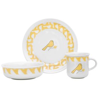 Cocalo Porcelain Yellow Bird Dish Set Plate Cup Bowl