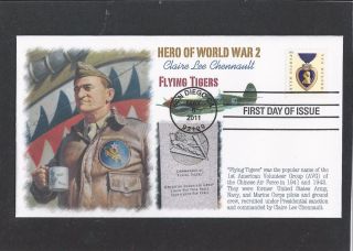 CLAIRE CHENNAULT FLYING TIGERS WWII PURPLE HEART FDC FIRST DAY CACHET