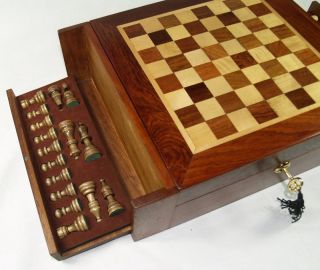Vintage RARE Chess Cigar Tobacco Box Wood Wooden Hygrometer Humifier