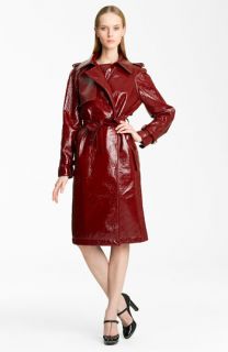 Lanvin Belted Crackle Patent Trench Coat