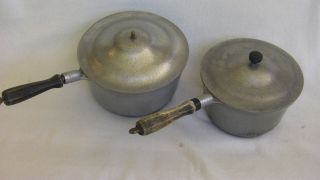 Vintage Club Aluminum Pots with Lids Set of 2 3qt 4 Qt from The 1940S