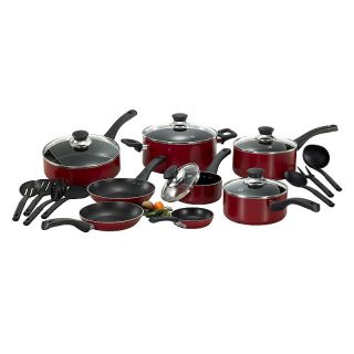 NEW T FAL Inspirations Red 20 pc Nonstick Aluminum Cookware Set   Red