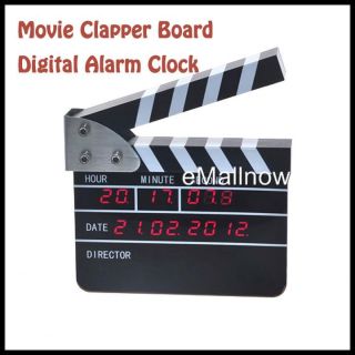 Movie Slate Clapper Board Digital Calendar LCD Display Alarm Clock