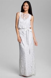 Tadashi Shoji Embroidered Lace Blouson Gown
