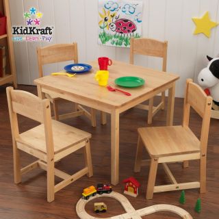  Farmhouse Table and Chair Set for Kids Children Color Natural