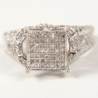 Ladies 10K White Gold Diamond Cluster Ring 1 3 cttw Size 7 ♥ 2 8DWT