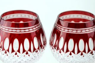 Waterford Crystal Clarendon Ruby Red Brandy Snifters Pair