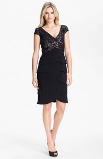 Patra Embellished Lace Tiered Jersey Dress