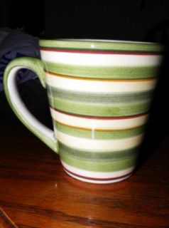 Dansk Green Red White Multi Color Striped Coffee Mug