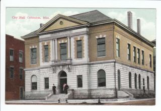 City Hall Columbus Mississippi MS Old 1910s Postcard