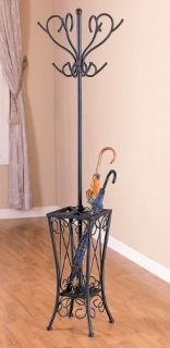 Coat Rack in Sandy Black Finish with Umbrella Stand New