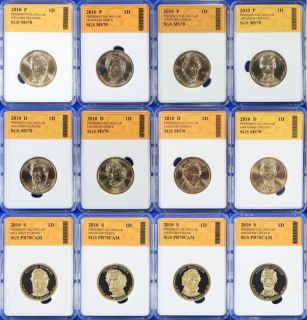 2010 PERFECT PROOF/UNCIRCULATED PRESIDENTIAL DOLLAR 12 COIN SET
