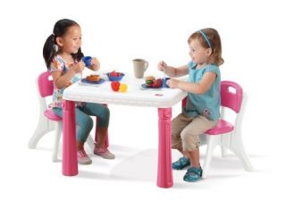 Kitchen Kids Step2 Lifestyle Table Chairs Set Pink Toy Gift Children