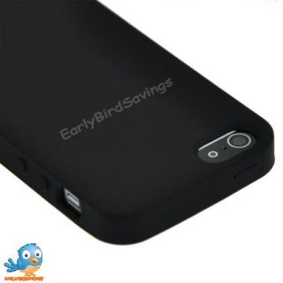Black Solid Color Soft Silicone Case Cover Skin for iPhone 5